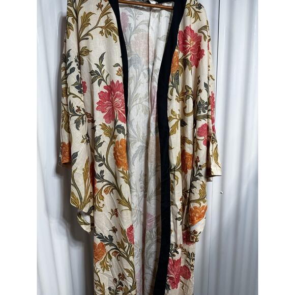 Bonnjournée Floral Kimono Robe Belt Longline Lightweight Duster Bell Sleev SZ SM - Picture 5 of 12